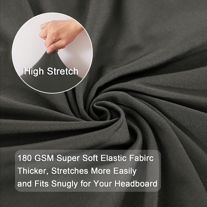 WOMACO Stretch Bed Headboard Slipcover 180 GSM Thick Fabric Solid Color Dustproof Bed Head Protector Cover for Bedroom DÃ©cor (Dark Gray, 47-55") - Image 5